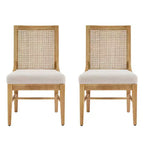 Christopher Knight Home Farida, chaise de salle à manger en bois d'hévéa rembourrée avec dossier en rotin (lot de 2)