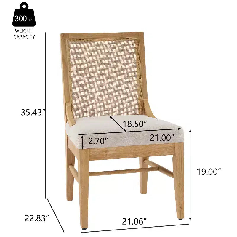 Christopher Knight Home Farida, chaise de salle à manger en bois d'hévéa rembourrée avec dossier en rotin (lot de 2)
