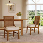 Christopher Knight Home Farida, chaise de salle à manger en bois d'hévéa rembourrée avec dossier en rotin (lot de 2)