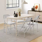 Coolmee Lot de 4 chaises pliantes en métal, ensemble de 4 chaises pliantes portables avec cadre entièrement en acier, pliables et empilables pour le bureau, la maison et l'extérieur
