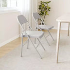 Coolmee Lot de 4 chaises pliantes en métal, ensemble de 4 chaises pliantes portables avec cadre entièrement en acier, pliables et empilables pour le bureau, la maison et l'extérieur