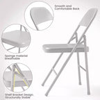 Coolmee Lot de 4 chaises pliantes en métal, ensemble de 4 chaises pliantes portables avec cadre entièrement en acier, pliables et empilables pour le bureau, la maison et l'extérieur