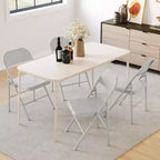 Coolmee Lot de 4 chaises pliantes en métal, ensemble de 4 chaises pliantes portables avec cadre entièrement en acier, pliables et empilables pour le bureau, la maison et l'extérieur