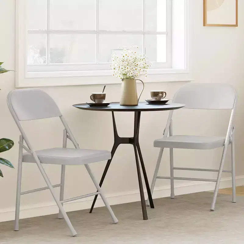 Coolmee Lot de 4 chaises pliantes en métal, ensemble de 4 chaises pliantes portables avec cadre entièrement en acier, pliables et empilables pour le bureau, la maison et l'extérieur