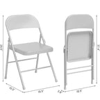 Coolmee Lot de 4 chaises pliantes en métal, ensemble de 4 chaises pliantes portables avec cadre entièrement en acier, pliables et empilables pour le bureau, la maison et l'extérieur