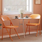 Coolmee Lot de 4 chaises pliantes en métal, ensemble de 4 chaises pliantes portables avec cadre entièrement en acier, pliables et empilables pour le bureau, la maison et l'extérieur