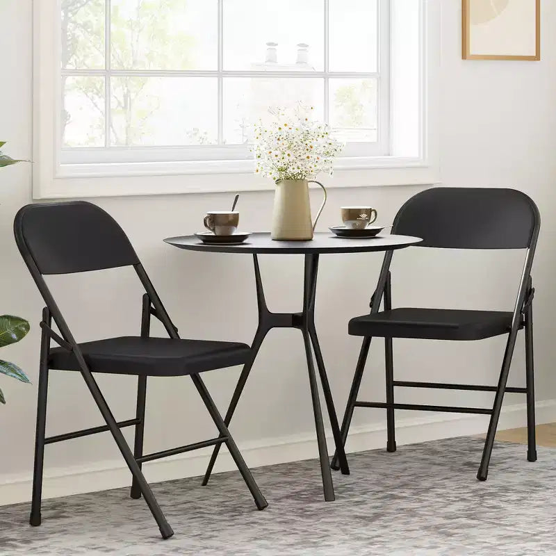 Coolmee Lot de 4 chaises pliantes en métal, ensemble de 4 chaises pliantes portables avec cadre entièrement en acier, pliables et empilables pour le bureau, la maison et l'extérieur
