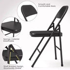 Coolmee Lot de 4 chaises pliantes en métal, ensemble de 4 chaises pliantes portables avec cadre entièrement en acier, pliables et empilables pour le bureau, la maison et l'extérieur