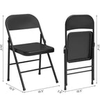 Coolmee Lot de 4 chaises pliantes en métal, ensemble de 4 chaises pliantes portables avec cadre entièrement en acier, pliables et empilables pour le bureau, la maison et l'extérieur