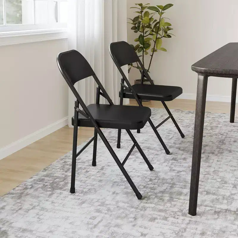 Coolmee Lot de 4 chaises pliantes en métal, ensemble de 4 chaises pliantes portables avec cadre entièrement en acier, pliables et empilables pour le bureau, la maison et l'extérieur