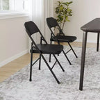 Coolmee Lot de 4 chaises pliantes en métal, ensemble de 4 chaises pliantes portables avec cadre entièrement en acier, pliables et empilables pour le bureau, la maison et l'extérieur