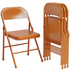 Coolmee Lot de 4 chaises pliantes en métal, ensemble de 4 chaises pliantes portables avec cadre entièrement en acier, pliables et empilables pour le bureau, la maison et l'extérieur