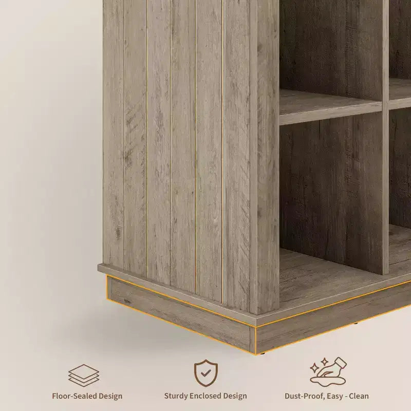 Étagère de rangement à 9 cubes, bibliothèque horizontale de style ferme à 4 niveaux, bibliothèque de rangement en bois de 95 cm pour entrée, longues étagères basses pour chambre.