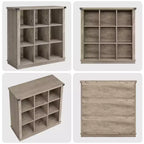 Étagère de rangement à 9 cubes, bibliothèque horizontale de style ferme à 4 niveaux, bibliothèque de rangement en bois de 95 cm pour entrée, longues étagères basses pour chambre.