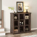 Étagère de rangement à 9 cubes, bibliothèque horizontale de style ferme à 4 niveaux, bibliothèque de rangement en bois de 95 cm pour entrée, longues étagères basses pour chambre.