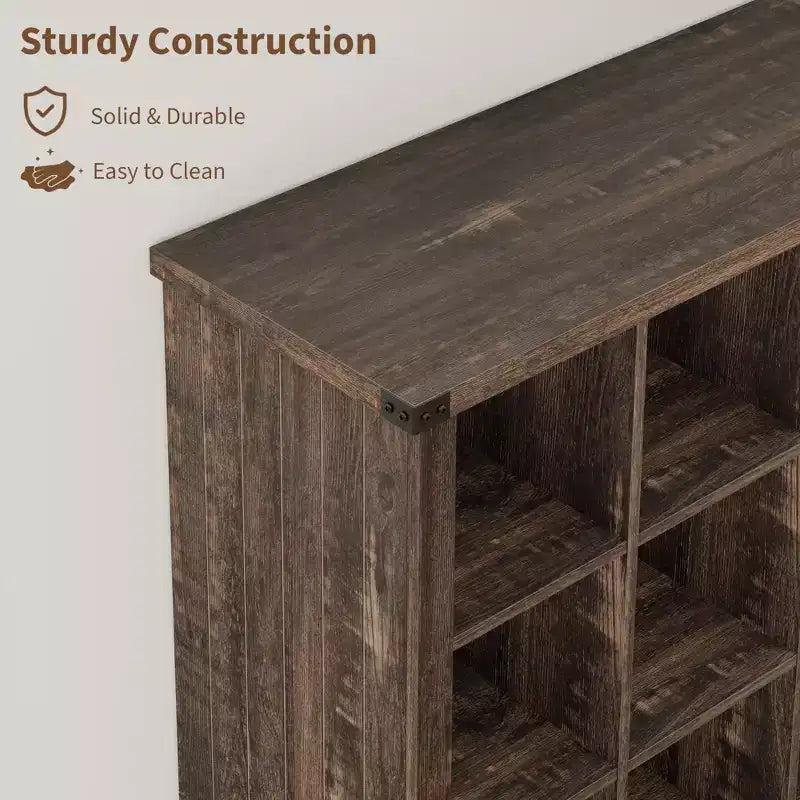 Étagère de rangement à 9 cubes, bibliothèque horizontale de style ferme à 4 niveaux, bibliothèque de rangement en bois de 95 cm pour entrée, longues étagères basses pour chambre.