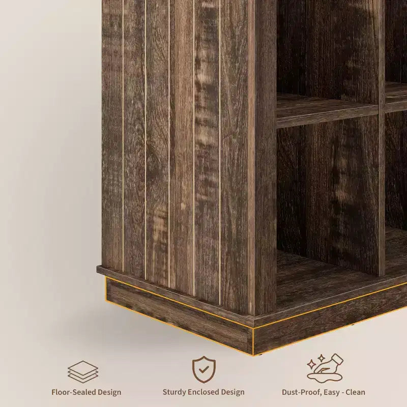 Étagère de rangement à 9 cubes, bibliothèque horizontale de style ferme à 4 niveaux, bibliothèque de rangement en bois de 95 cm pour entrée, longues étagères basses pour chambre.