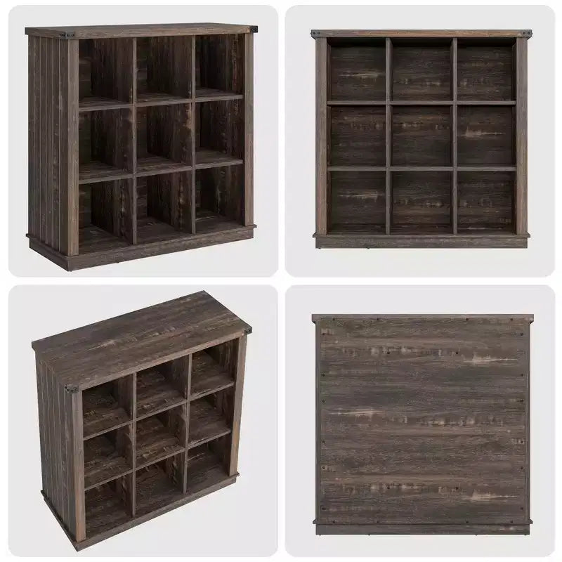 Étagère de rangement à 9 cubes, bibliothèque horizontale de style ferme à 4 niveaux, bibliothèque de rangement en bois de 95 cm pour entrée, longues étagères basses pour chambre.