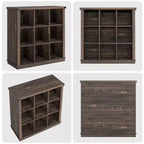 Étagère de rangement à 9 cubes, bibliothèque horizontale de style ferme à 4 niveaux, bibliothèque de rangement en bois de 95 cm pour entrée, longues étagères basses pour chambre.