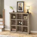 Étagère de rangement à 9 cubes, bibliothèque horizontale de style ferme à 4 niveaux, bibliothèque de rangement en bois de 95 cm pour entrée, longues étagères basses pour chambre.