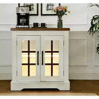 Buffet de rangement avec portes vitrées et prise de courant pour cuisine, bar à café, salon