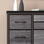 Commode de rangement à 10 tiroirs, meuble TV de 140 cm de large, commode en tissu avec prises de courant, cadre en acier robuste, grand meuble TV pour chambre et salon