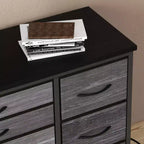 Commode de rangement à 10 tiroirs, meuble TV de 140 cm de large, commode en tissu avec prises de courant, cadre en acier robuste, grand meuble TV pour chambre et salon