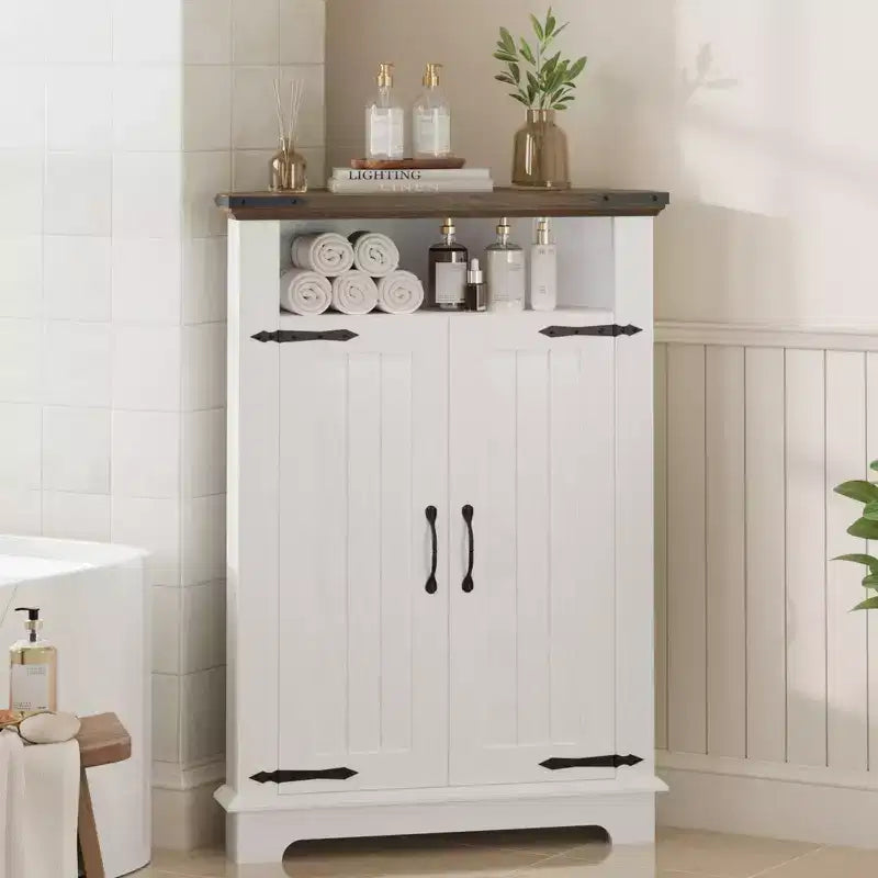 American Country Corner Storage Cabinet Versatile Storage for Multiple Scenarios Bathroom, Kitchen, and Living Room Storage Solution