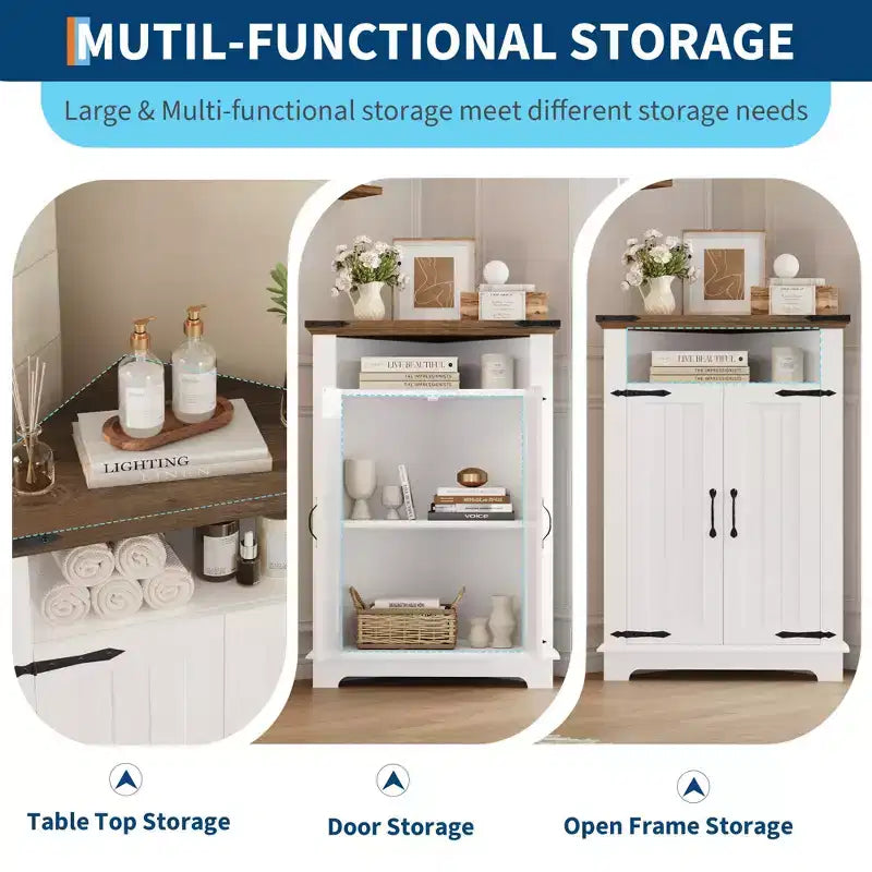 Armoire de rangement d'angle American Country : rangement polyvalent pour de multiples scénarios : solution de rangement pour la salle de bain, la cuisine et le salon.