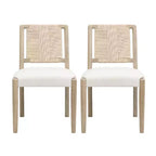 Christopher Knight Home Benitez Chaise de salle à manger en bois d'hévéa rembourrée avec dossier en corde tressée (lot de 2)