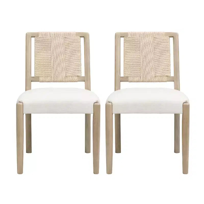 Christopher Knight Home Benitez Chaise de salle à manger en bois d'hévéa rembourrée avec dossier en corde tressée (lot de 2)