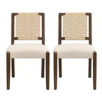 Christopher Knight Home Benitez Chaise de salle à manger en bois d'hévéa rembourrée avec dossier en corde tressée (lot de 2)