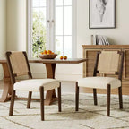 Christopher Knight Home Benitez Chaise de salle à manger en bois d'hévéa rembourrée avec dossier en corde tressée (lot de 2)