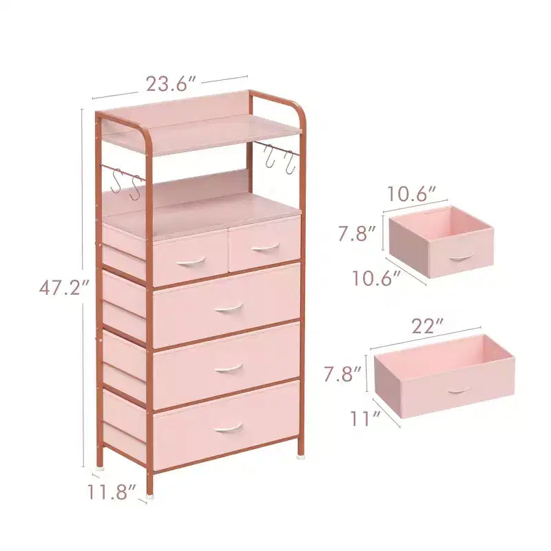 Commode à 5 tiroirs, Commode de chambre, Commodes et chiffonniers, Unité de rangement verticale en tissu pour placard, couloir, salon