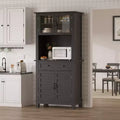 72 in Tall Kitchen Pantry Cabinet, Kitchen Hutch Bar Cabinet with Microwave Stand, Cupboard with Drawers Glass Doors for Dining Room