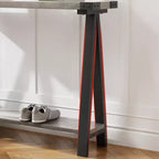Console 2 niveaux avec rangement, Table d'entrée de style rustique 110 cm avec cadre en métal et MDF, Table basse étroite derrière le canapé pour le salon