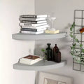 Corner Shelf Set of 2 Gray Honeycomb MDF, metal Small