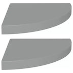 Lot de 2 étagères d'angle petites gris alvéolé MDF, métal