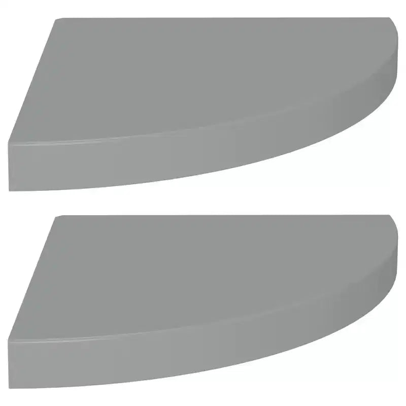 Lot de 2 étagères d'angle petites gris alvéolé MDF, métal