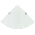 Corner Shelf Set of 2 White Tempered glass 9.8 x 9.8 in