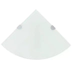 Corner Shelf Set of 2 White Tempered glass 9.8 x 9.8 in