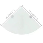 Lot de 2 étagères d'angle en verre trempé blanc 25 x 25 cm