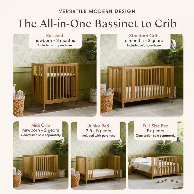 Lit de bébé évolutif 9-en-1 Babyletto Rolli avec berceau et kits de conversion pour lit de bambin