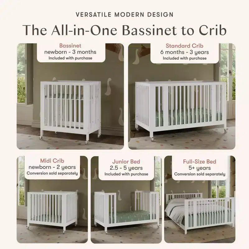 Lit de bébé évolutif 9-en-1 Babyletto Rolli avec berceau et kits de conversion pour lit de bambin