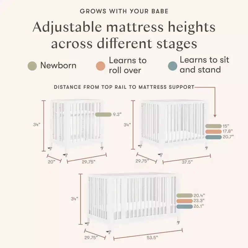 Lit de bébé évolutif 9-en-1 Babyletto Rolli avec berceau et kits de conversion pour lit de bambin