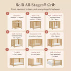 Lit de bébé évolutif 9-en-1 Babyletto Rolli avec berceau et kits de conversion pour lit de bambin