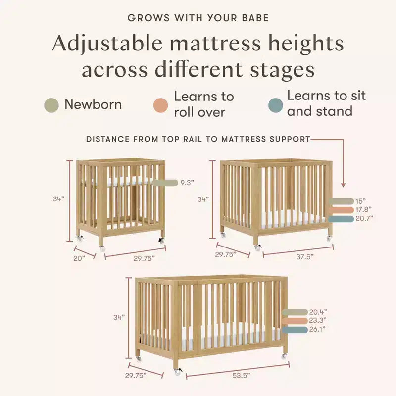Lit de bébé évolutif 9-en-1 Babyletto Rolli avec berceau et kits de conversion pour lit de bambin