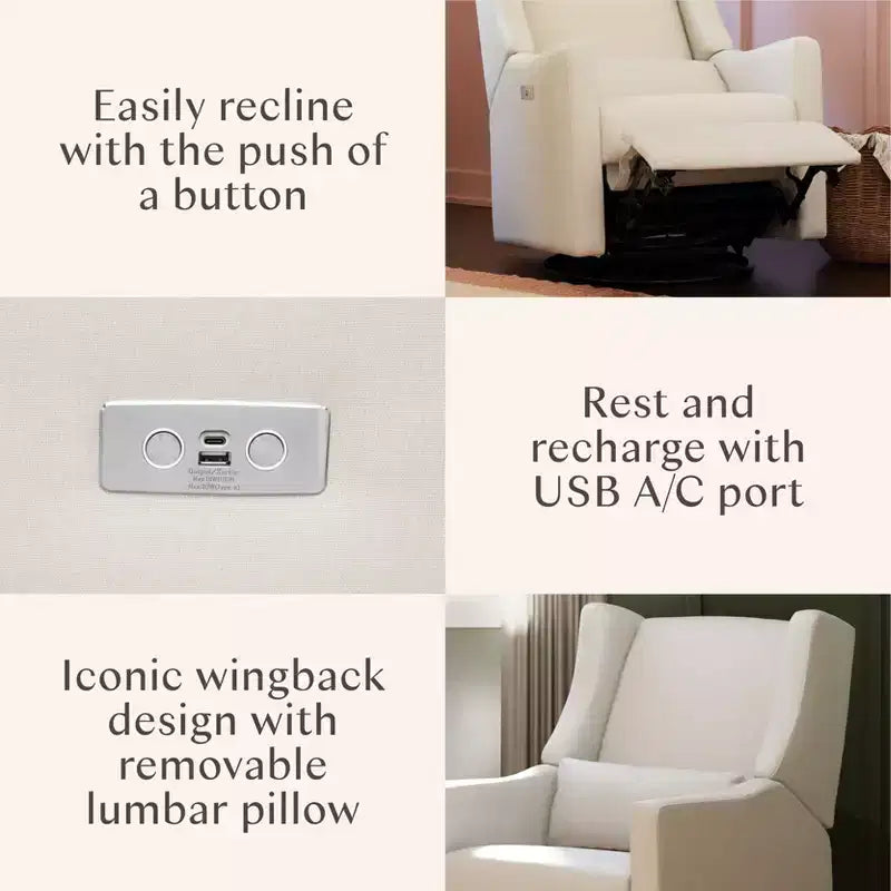 Fauteuil inclinable et pivotant électrique Babyletto Kiwi avec port USB