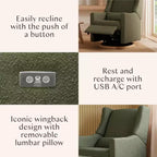 Fauteuil inclinable et pivotant électrique Babyletto Kiwi avec port USB