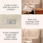Fauteuil inclinable et pivotant électrique Babyletto Kiwi avec port USB